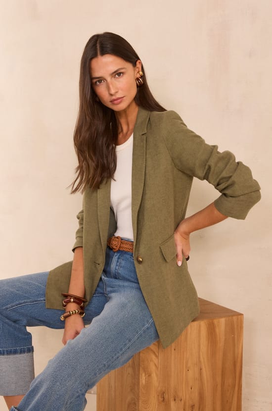 NELIA linen blend blazer;${refinementColor}