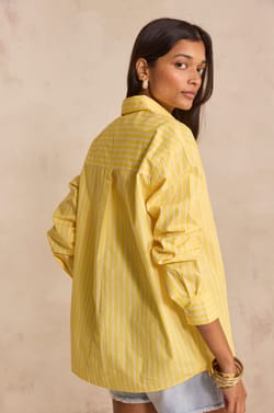 Long-sleeve unisex striped cotton shirt BRULANT;${refinementColor}