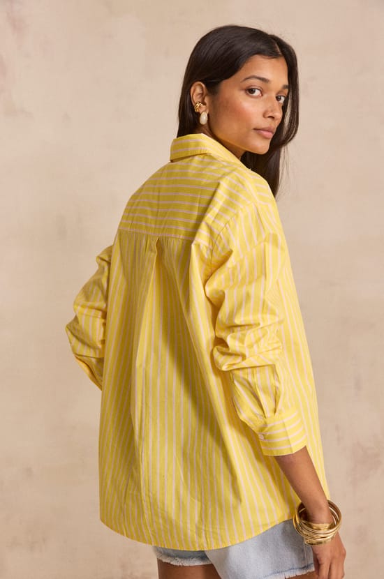 Long-sleeve unisex striped cotton shirt BRULANT;${refinementColor}