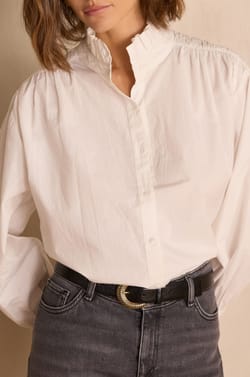 Blouse &agrave; col montant en 100% coton SIA;${refinementColor}