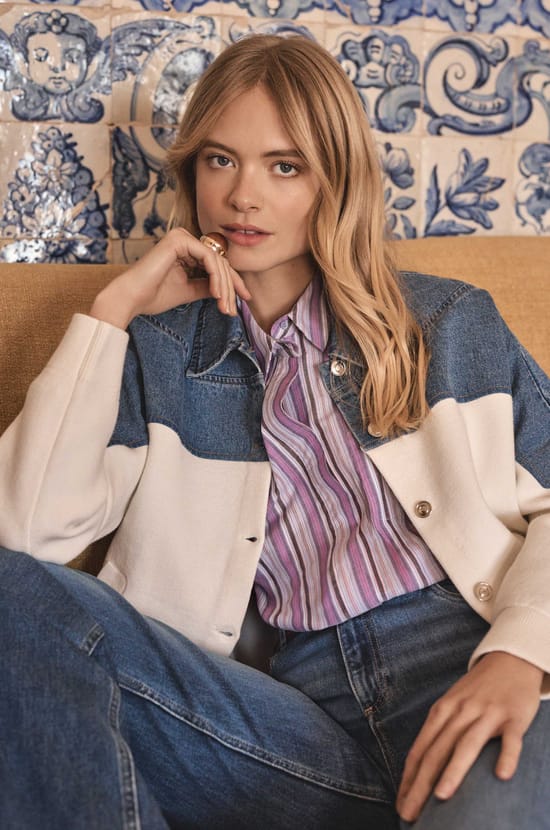 MARILOU Striped Blouse 100% cotton;${refinementColor}