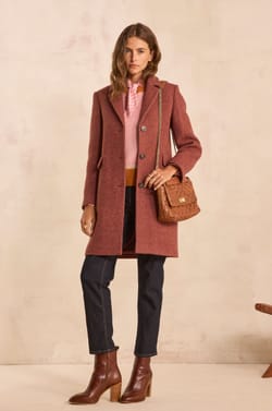 Anabelle long sleeve mixed wool coat;${refinementColor}