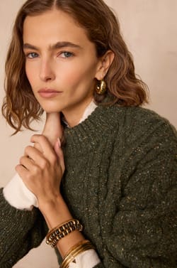 Pull BRANDON en laine à torsades;${refinementColor}