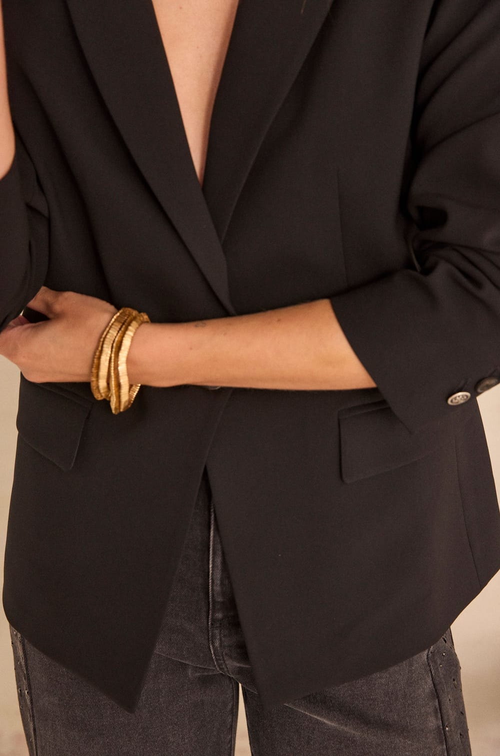 Black tailored jacket SIMONE;${refinementColor}