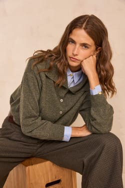 Long sleeve sweater in blended wool and yak ALEXANDER;${refinementColor}