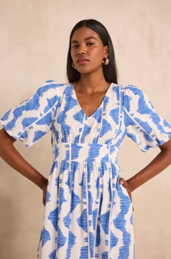 Printed cotton trapeze dress POLLYNA;${refinementColor}