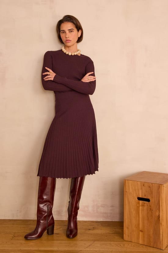 ELISA pleated long skirt;${refinementColor}