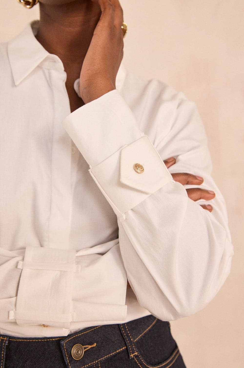 MAXIME long-sleeve cotton blouse;${refinementColor}