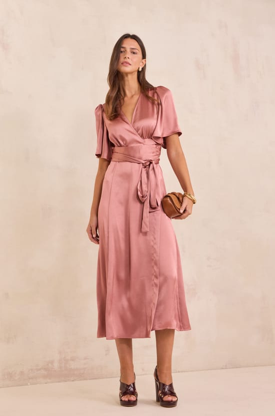 Robe longue cache-c&oelig;ur satin&eacute;e BORA;${refinementColor}