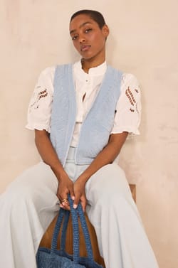 Gilet brod&eacute; sans manches en coton VILMA;${refinementColor}