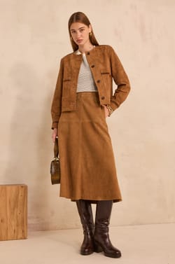 VALERIA suede A-line skirt;${refinementColor}