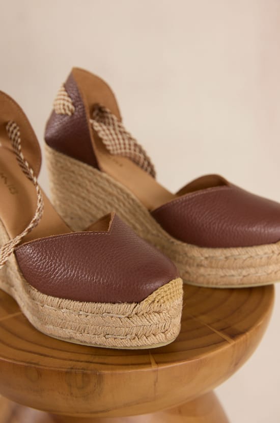 STAN leather wedge espadrilles;${refinementColor}