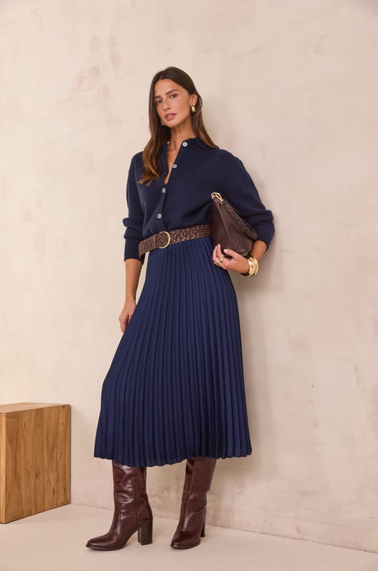 ESTHER pleated skirt;${refinementColor}