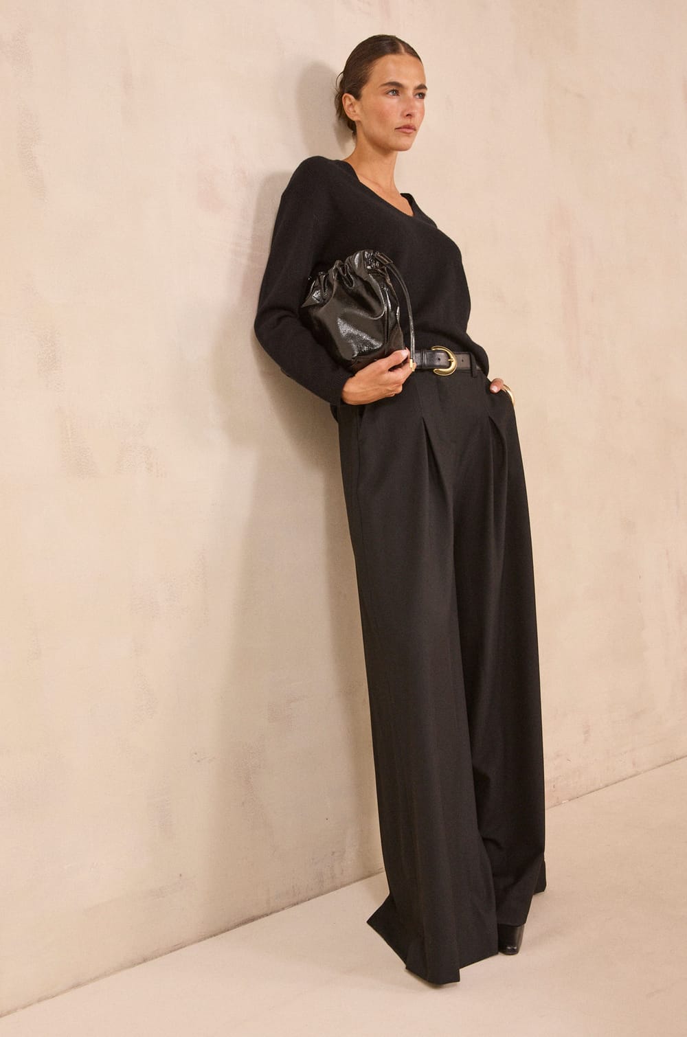 High-waisted wide trousers LUCE;${refinementColor}