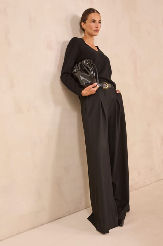 High-waisted wide trousers LUCE;${refinementColor}