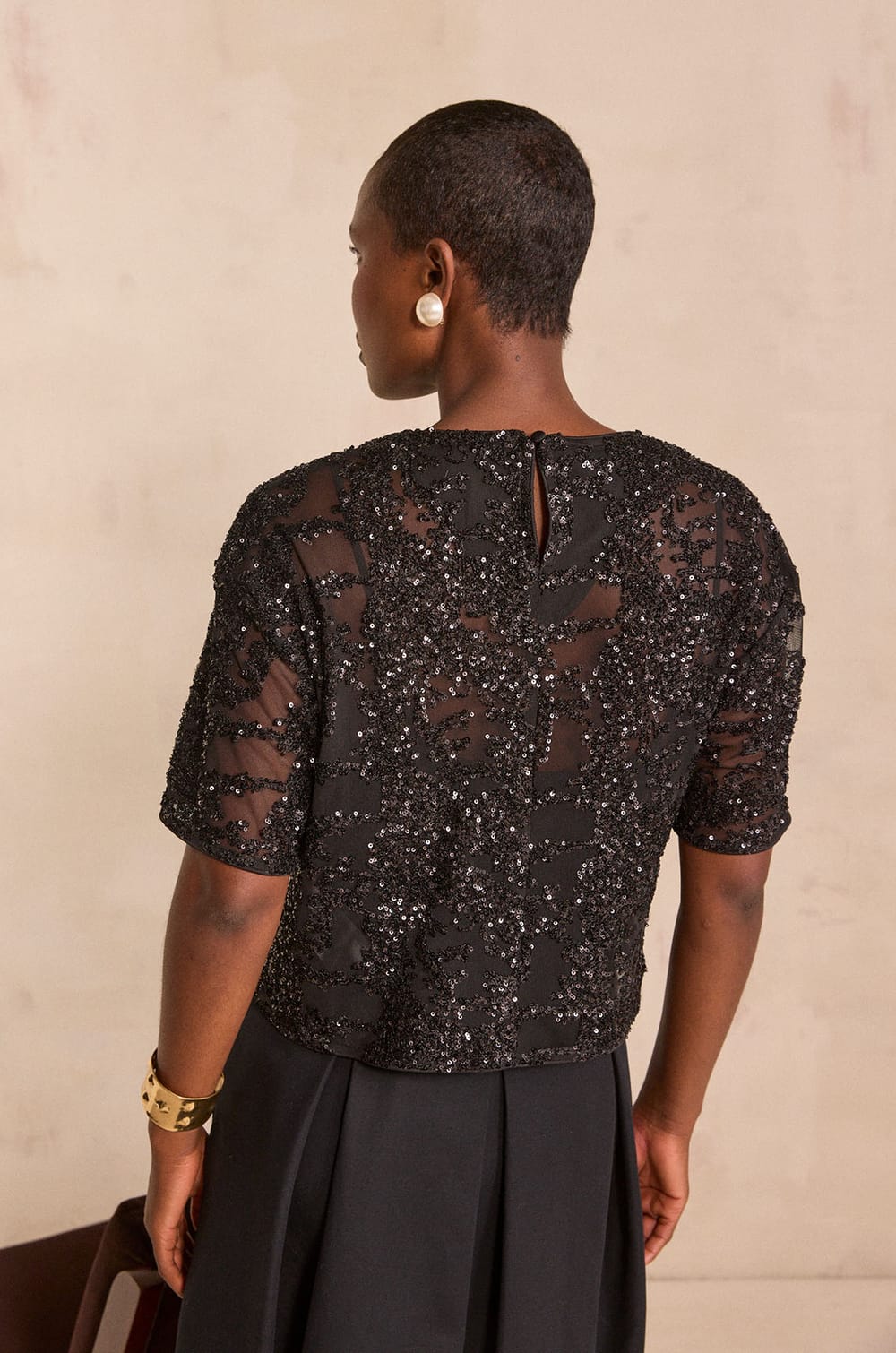 MINA sparkling sequin blouse;${refinementColor}
