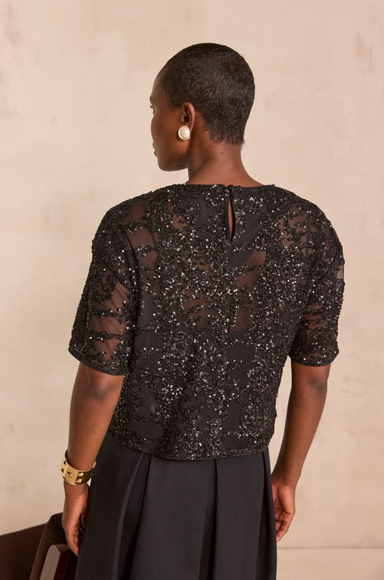 MINA sparkling sequin blouse;${refinementColor}