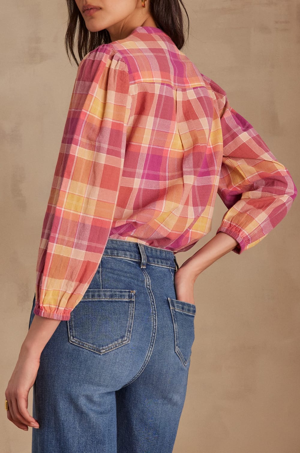 Blouse PRUDENCE &agrave; carreaux;${refinementColor}