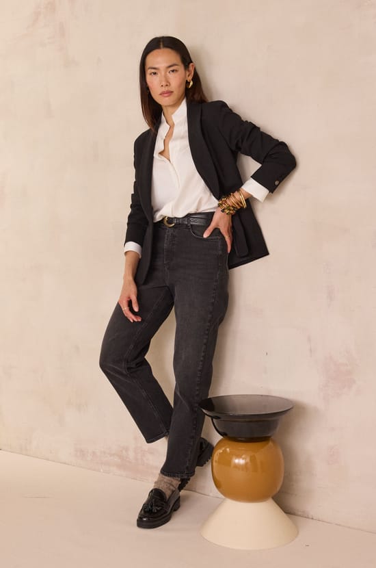 V-neck satin Shirt BASILE;${refinementColor}