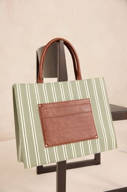 Striped cotton tote bag MATT;${refinementColor}