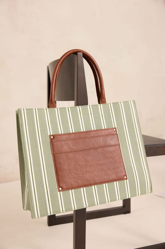 Striped cotton tote bag MATT;${refinementColor}