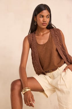 Sleeveless cotton crochet vest ANGELE;${refinementColor}