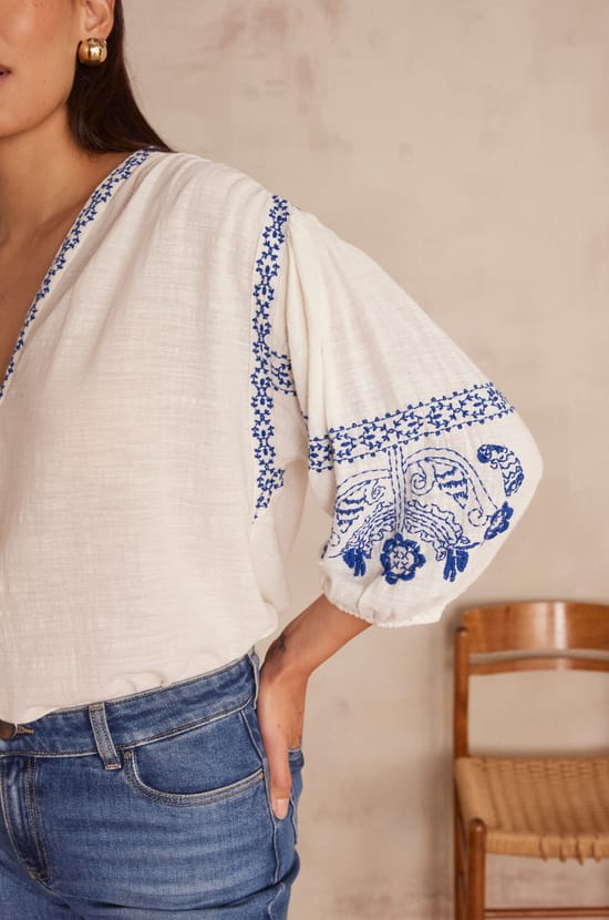 Blouse SALLY en coton brod&eacute;e;${refinementColor}