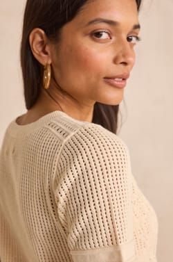 Short-sleeved cotton crochet top PHILIPPINE;${refinementColor}