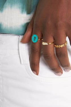 Bague médaille scarabée turquoise Bijoux Léone;${refinementColor}
