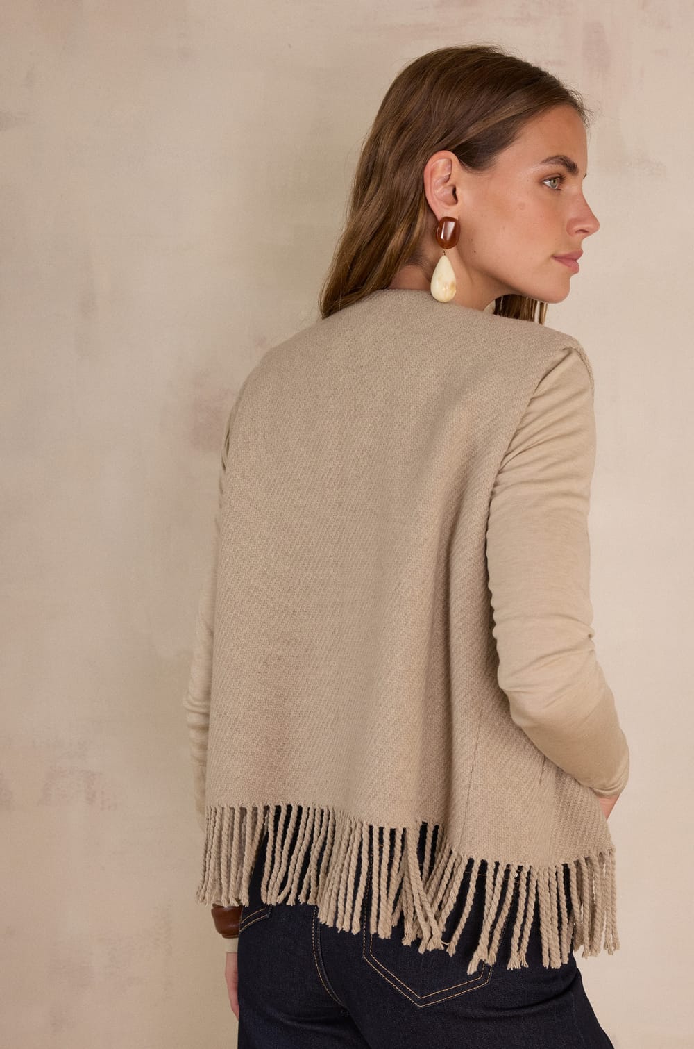 PAIGE fringed cardigan in wool;${refinementColor}