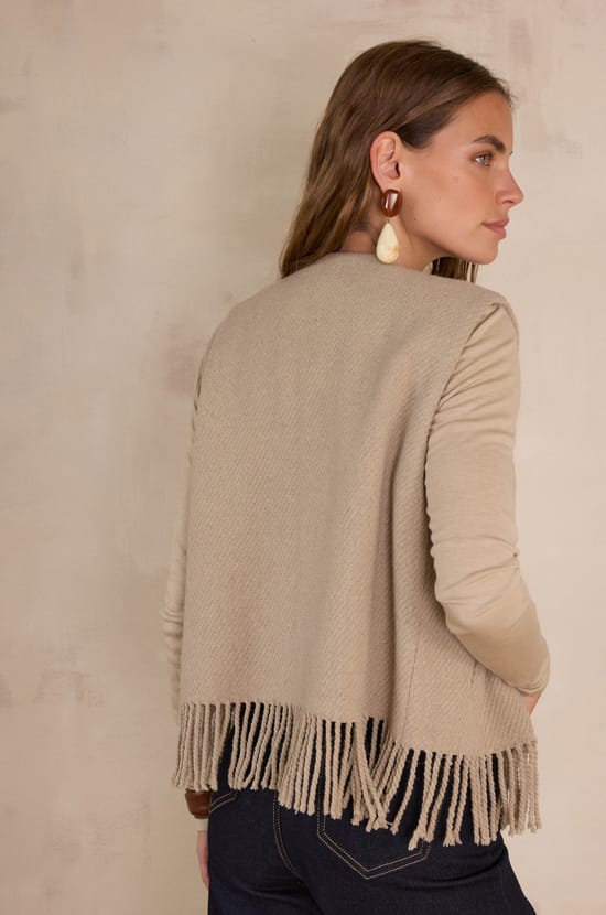 Vest met franjes PAIGE in wol;${refinementColor}