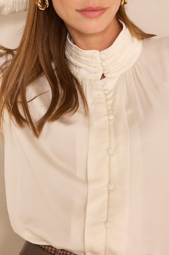 Cream long-sleeved viscose blouse MAY;${refinementColor}