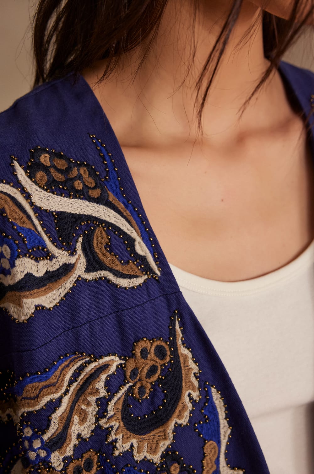 NOURIA embroidered cotton jacket;${refinementColor}