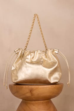 Mini VOLTAIRE golden leather bag;${refinementColor}