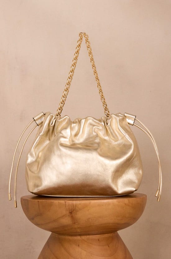 Mini VOLTAIRE golden leather bag;${refinementColor}