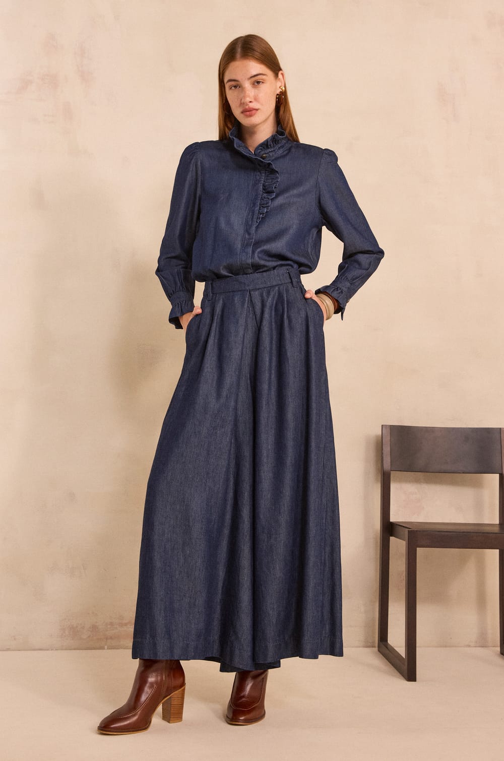 Pantalon extra large en denim TATIANA;${refinementColor}