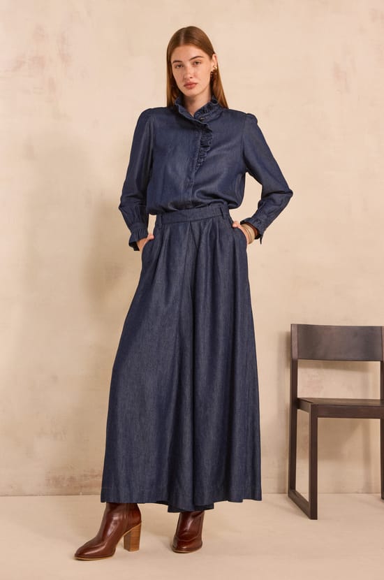 TATIANA extra large denim pants;${refinementColor}