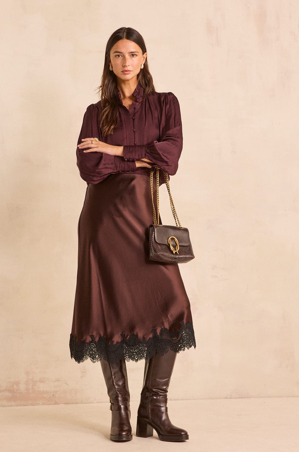 aubergine lace skirt ODILE;${refinementColor}