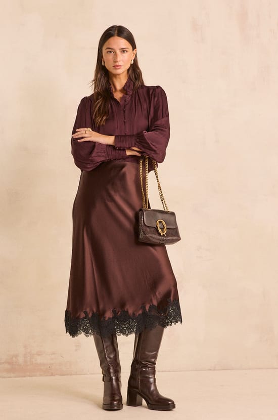 aubergine lace skirt ODILE;${refinementColor}