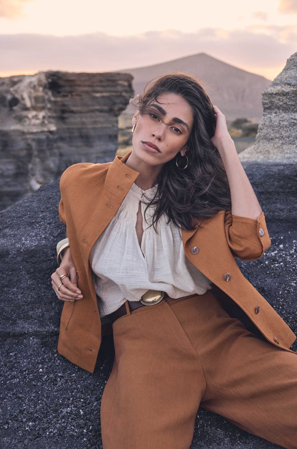 Long sleeve mixed linen jacket BLONDIE;${refinementColor}