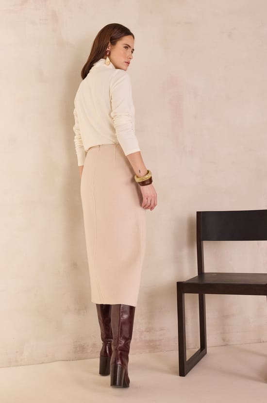 OLIVIA 100% wool straight skirt;${refinementColor}