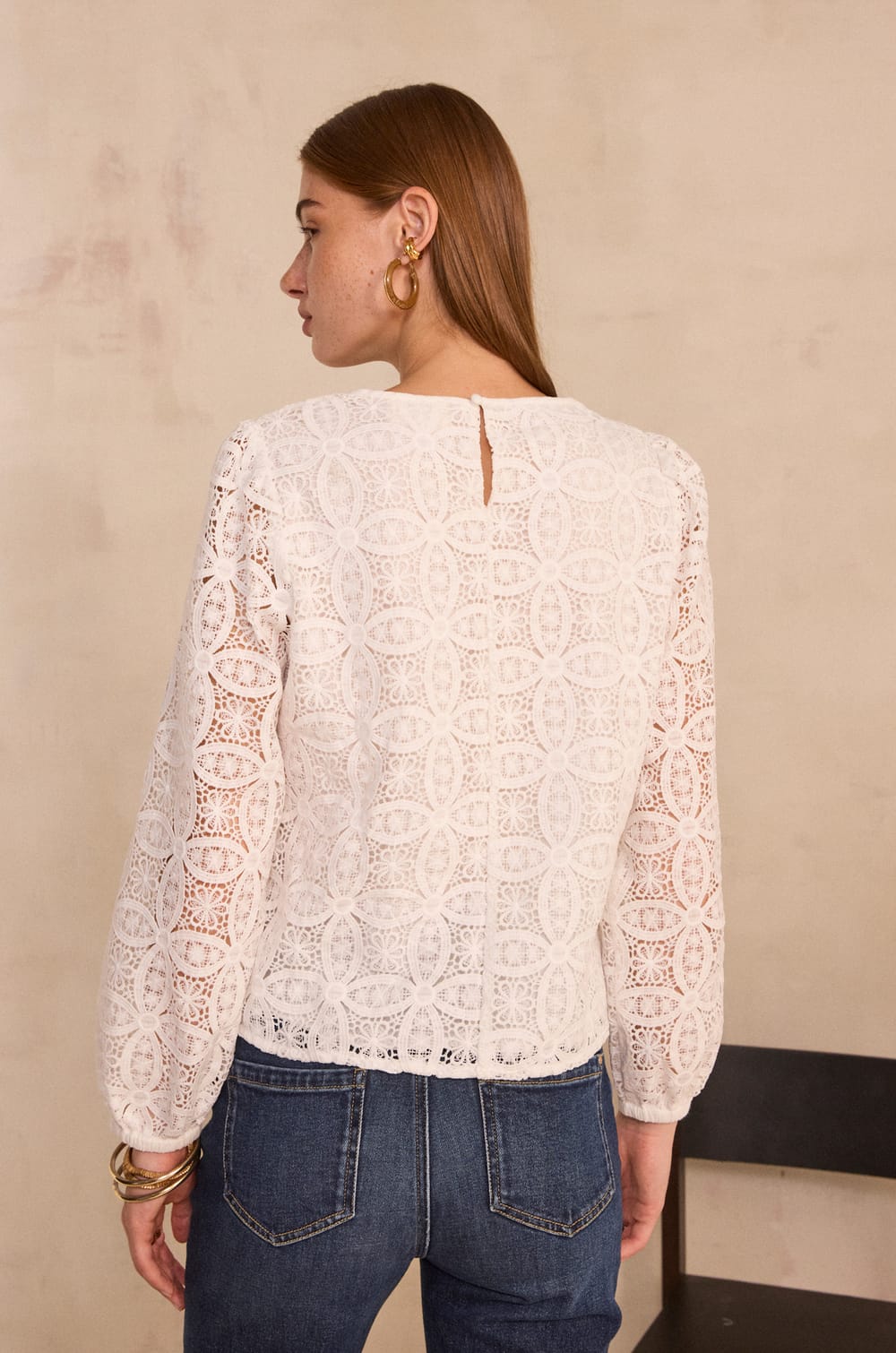 Long sleeve lace blouse MALIE;${refinementColor}