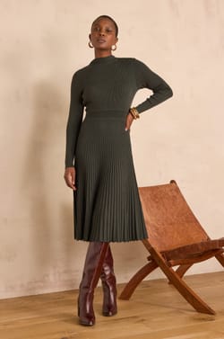MARTIKA pleated knit dress;${refinementColor}