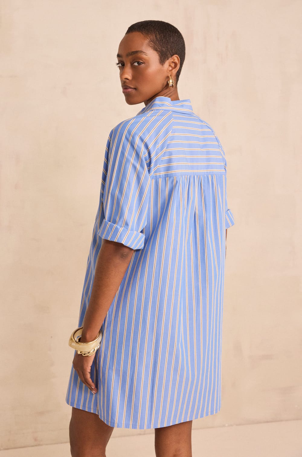 Striped cotton shirt dress BESTA;${refinementColor}