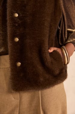 Brooklyn fluffy effect sleeveless vest;${refinementColor}