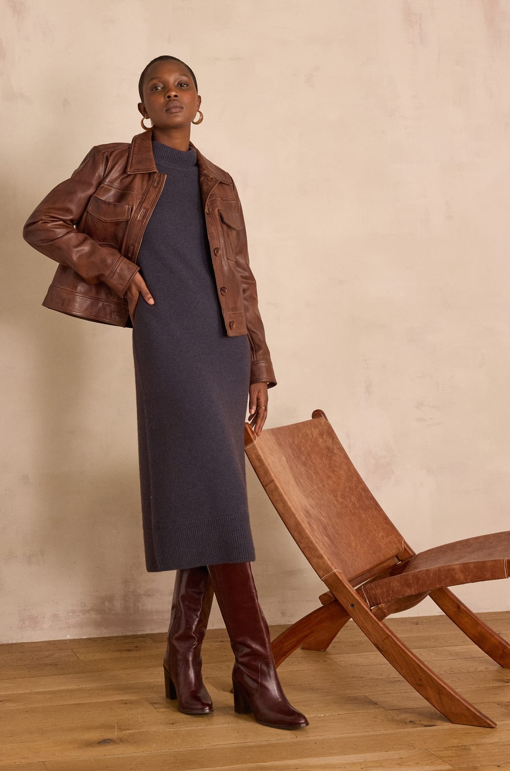 ROXANA straight wool dress;${refinementColor}