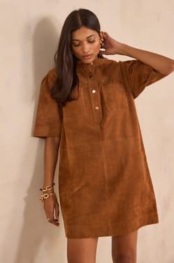 Straight leather dress PENNY;${refinementColor}