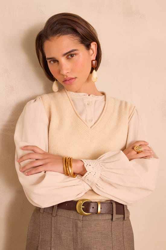 BASILE sleeveless jumper in 100% wool;${refinementColor}