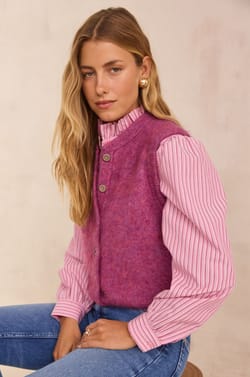 LOULOU sleeveless mohair cardigan;${refinementColor}