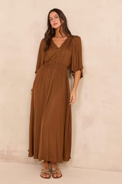 Fluid dress with 3/4 sleeves PERLA;${refinementColor}
